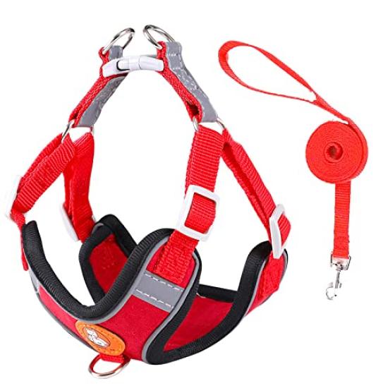 

Harness for Extra Small Smallest Size Currently Includes Leash Dogs, Cats, Rabbits, etc., Available XXXS, Anti-Pull, (Red) красный