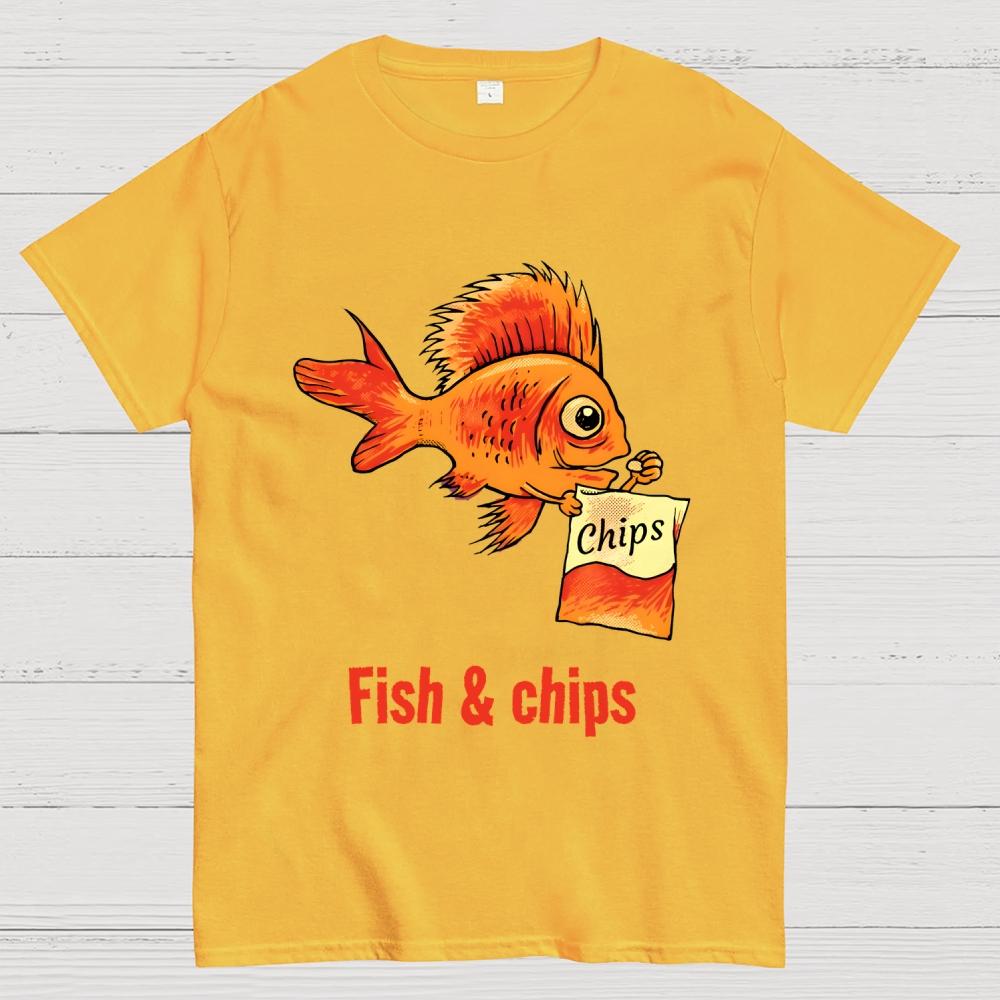 Fish & chips Cotton Summer Casual Cool Loose T-Shirt