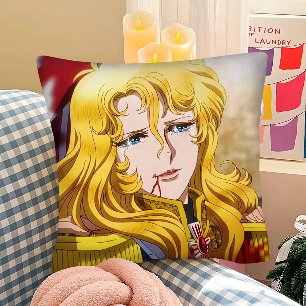 

pc Classic The Rose Of Versailles Retro Anime Pillow Case Fashion Square Pillowcase Bedroom Sofa Room Ins Decoration Leisure 40x40 cm
