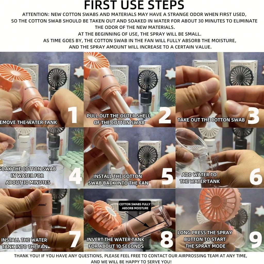 Håndholdt sprayvifte Høy vindstyrke Fuktighetsgivende tåke Vanningsvifte Mini håndholdt vifte