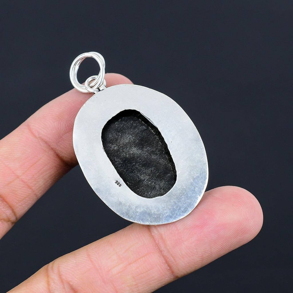 Friendship Day Deal Oval Natural Obsidian Eye 925 Silver Elegant Pendant Jewelry