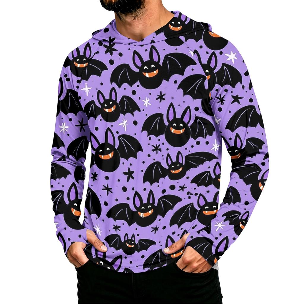 Men's Long Sleeve Hoodie with Sun Halloween Print Pullover