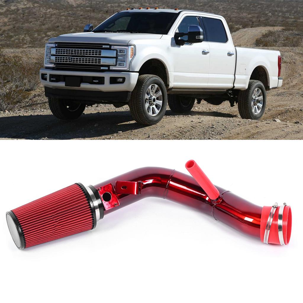 Red Aluminum Cold Air Intake Kit Fit for Ford F250 F350 F450 F550 6.0L 2003‑2007