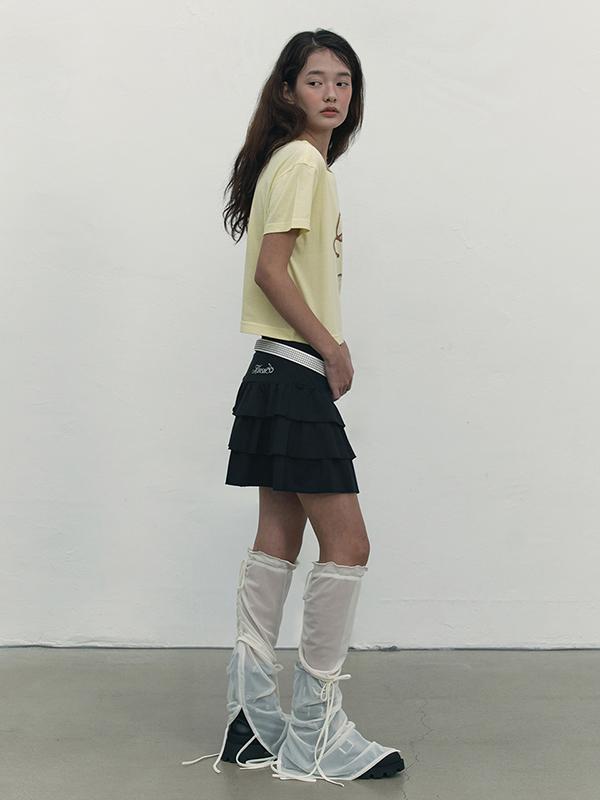 KIRSH Tiered Pleated Mini Skirt [Black]