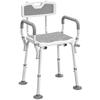 EVA Padded Shower Chair for the Elderly and Disabled, Height Adjustable Shower Stool with Back and Arms, 4 Suction Foot Pads, Light Grey