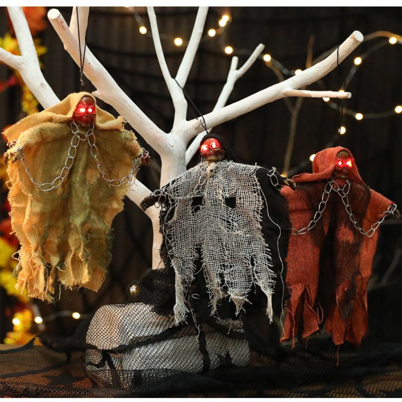 1Pc  Halloween Broomstick  Figurine Hanging Doll DIY Decor Pendant Party Haunted House Props Ornament Garden Bar Decor