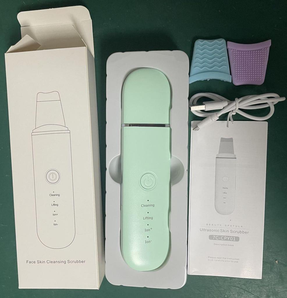 Ultrasonic Skin Scrubber & Microcurrent Color Light Therapy Device for Blackhead Removal & Dead Skin Cleansing