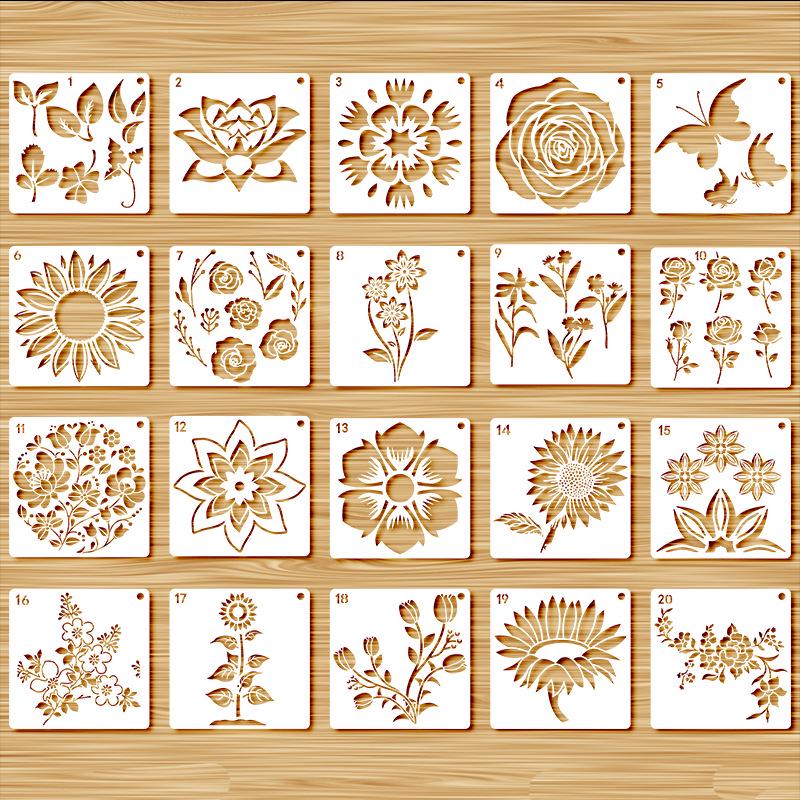 Plant and Animal Painting DIY Stencil - Flower Graffiti PET Template