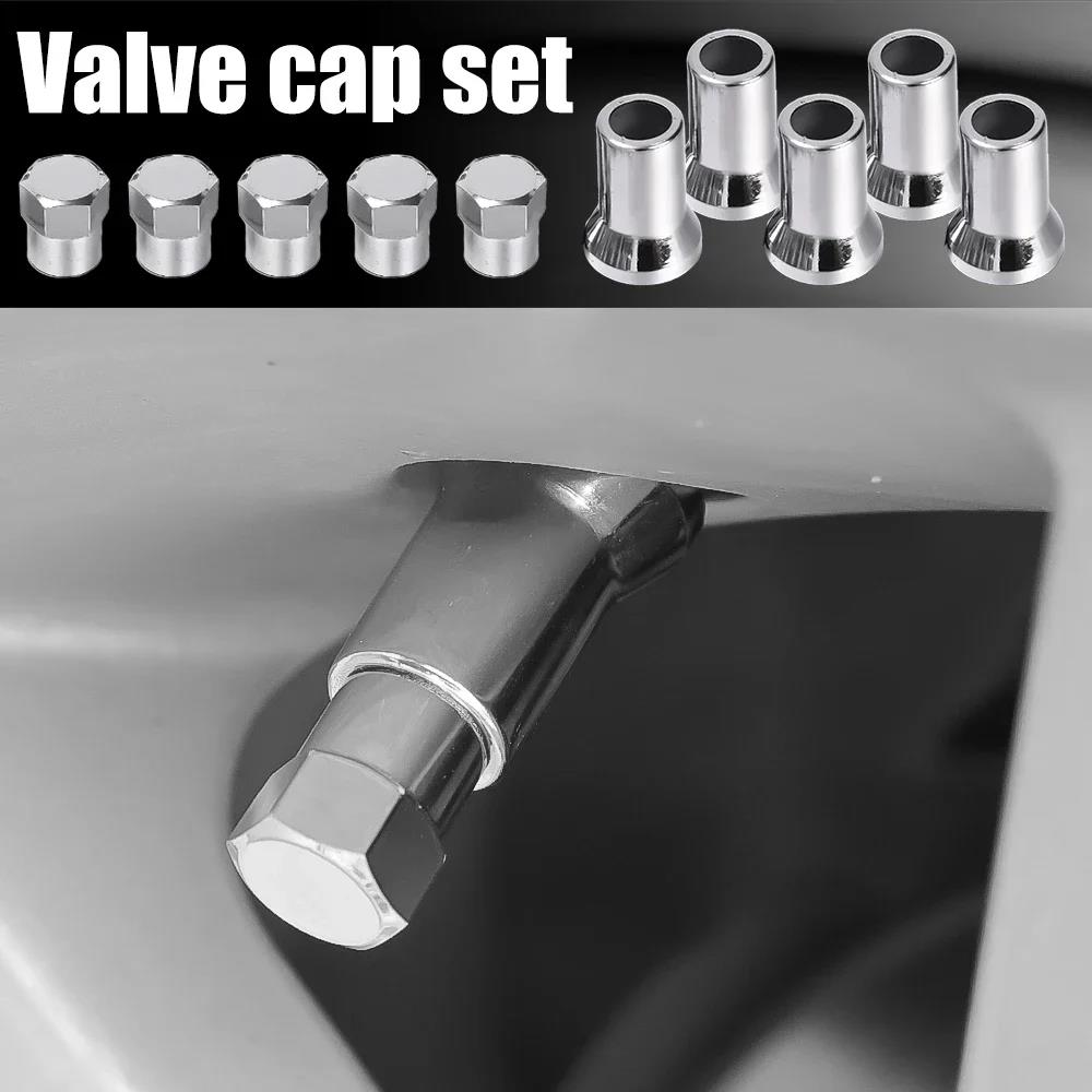 Tire Valve Hexagonal Cap with Sleeve Cover TR413 Chrome Plated Snap-on Car Truck Tire Car Tire Wheel Universal Accessories Valve Stems 1