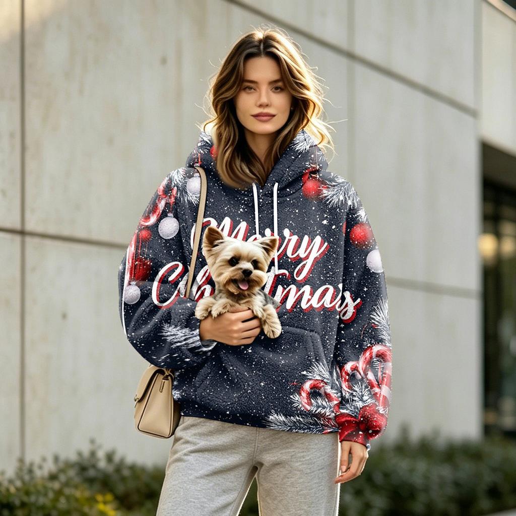 Unisex Sport-Hoodie mit Hundetasche, Langarm Pullover Sweatshirt