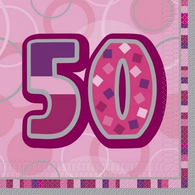 Unique Party Pink Glitz Lunch Napkins - 50
