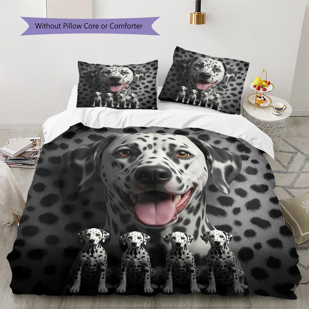 Tibetan Mastiff Dalmatian Pattern Bedding Quilt Set Quilt Cover Pillowcase Home Decoration Gift (1 * Duvet Cover + 2 * Pillowcase, Without Core)
