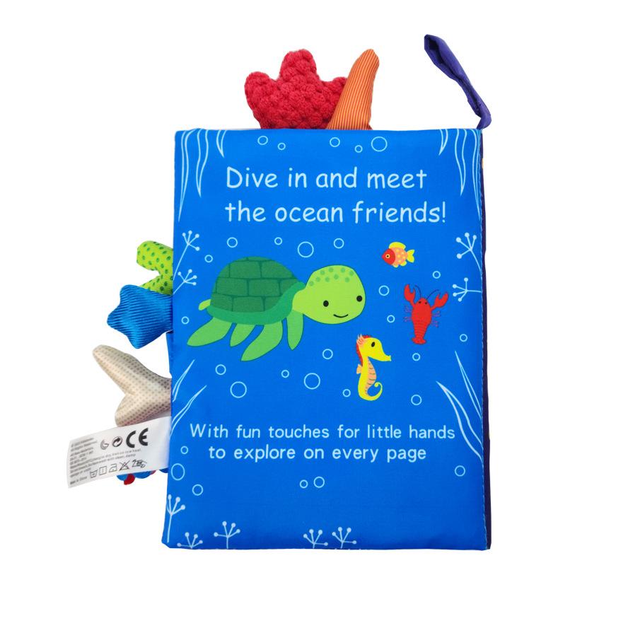 3D Tail Baby Cloth Book - Tear-Proof, Black & White/Red Crinkle Toy for Kids