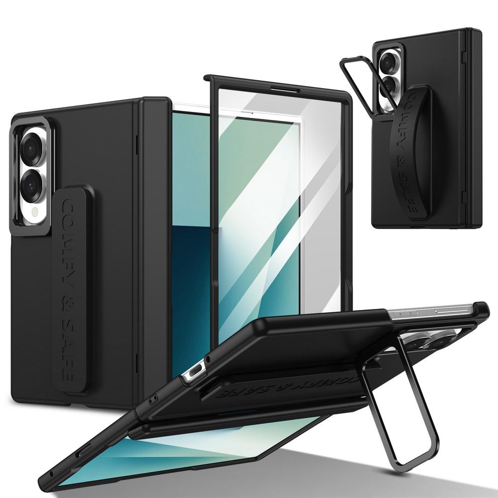 Elastic Wristband Phone Case For Samsung Z Fold 8 Fold8 Ultra Galaxy Z Fold 7 6 5 4 Camera Holder Front Glass Protect Cover