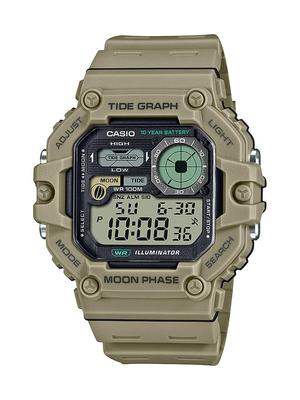Orologio Digitale Casio Illuminator Grafico Maree Fasi Lunari Moderno 10 Anni WS-1700H-5AV, Beige,