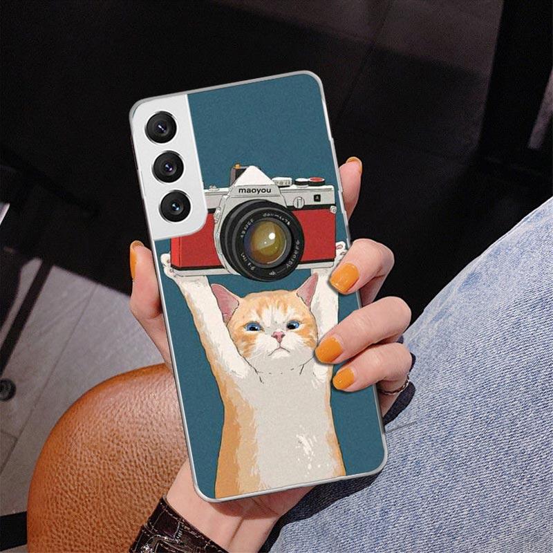 

Cute Cartoon Lucky Cats Phone Case For Samsung Galaxy S24 S25 Edge S26 Ultra S23 S22 S21 Plus S20 FE + Personalized Print Cover Samsung S23