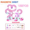 Rose Vif Train à Voie Magnétique AntiGravité Rail Magique Flexible Changeable Voiture Électrique Jouet d'Assemblage Cadeau d'Anniversaire