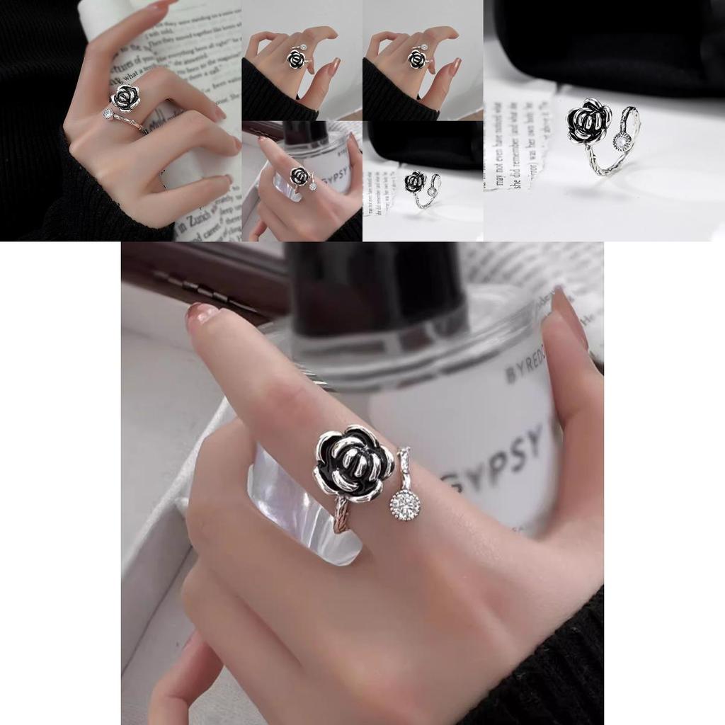 Einzigartiger Vintage Kamelienring für Damen Stilvolles Verstellbares Offener Finger Modeaccessoire