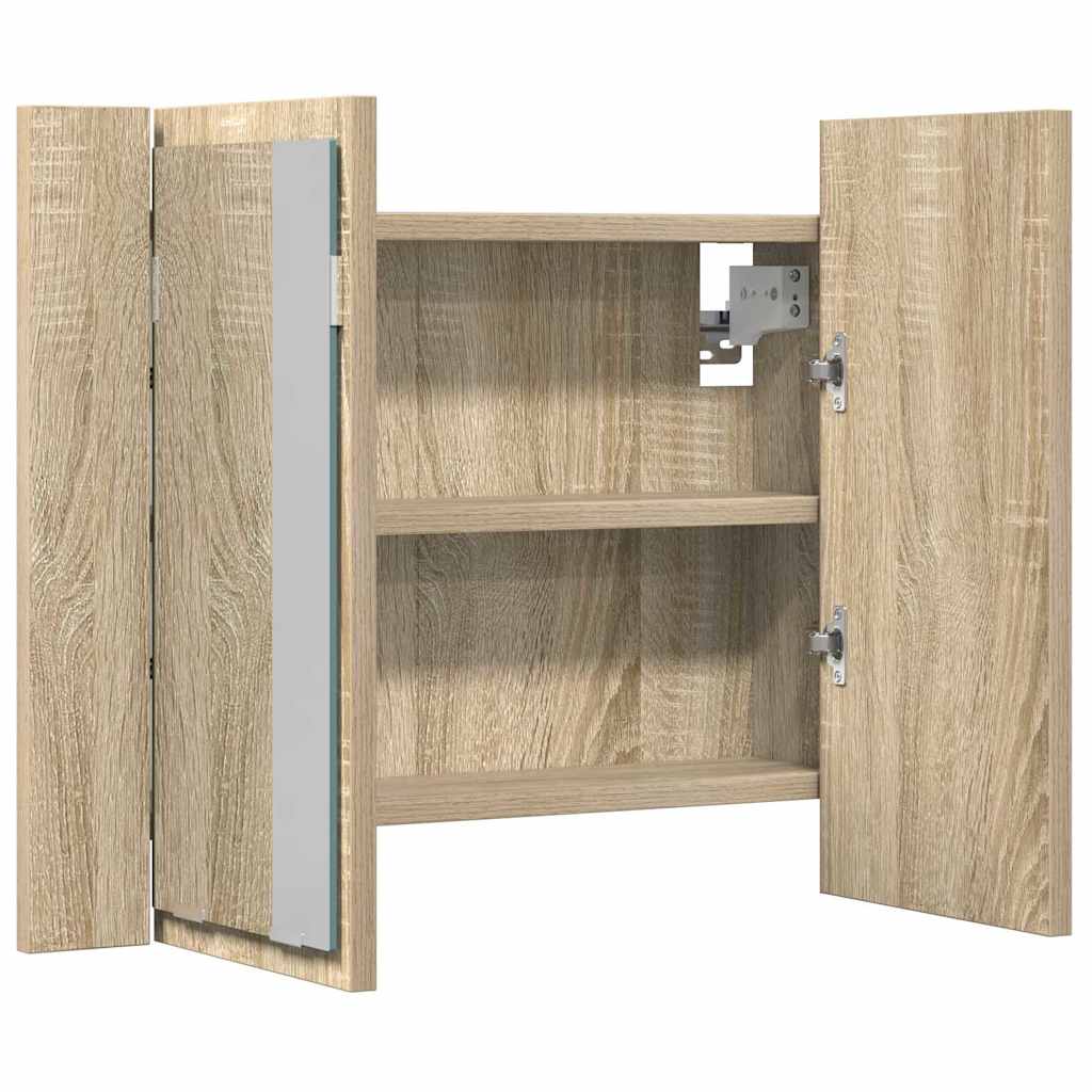 LED Bathroom Mirror Cabinet Sonoma Oak 60 x 12 x 45 cm Acrylic
