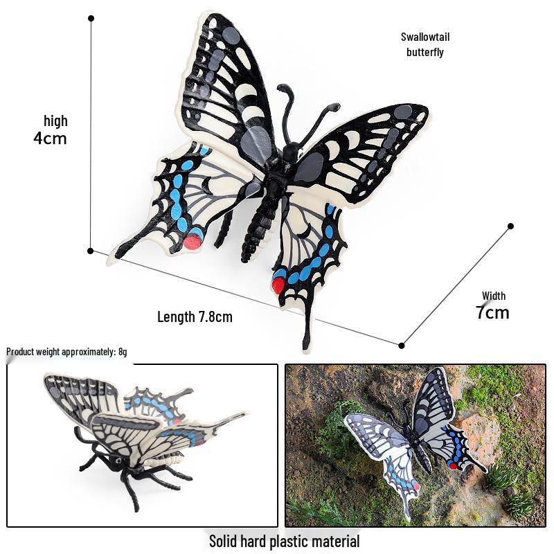 Solid Cognitive Swallowtail Butterfly Toy: Wildlife Insect Model for Cake Decoration and Sand Table Ornament.