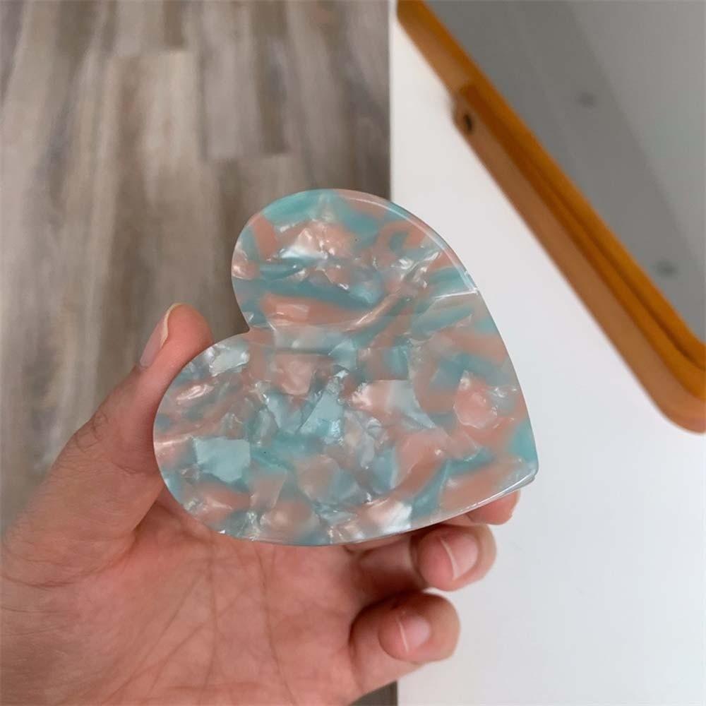 Elegant Acetic Acid Hair Claw Acrylic Plaid Hair Claw Fashion Heart Shark Clip  Friends