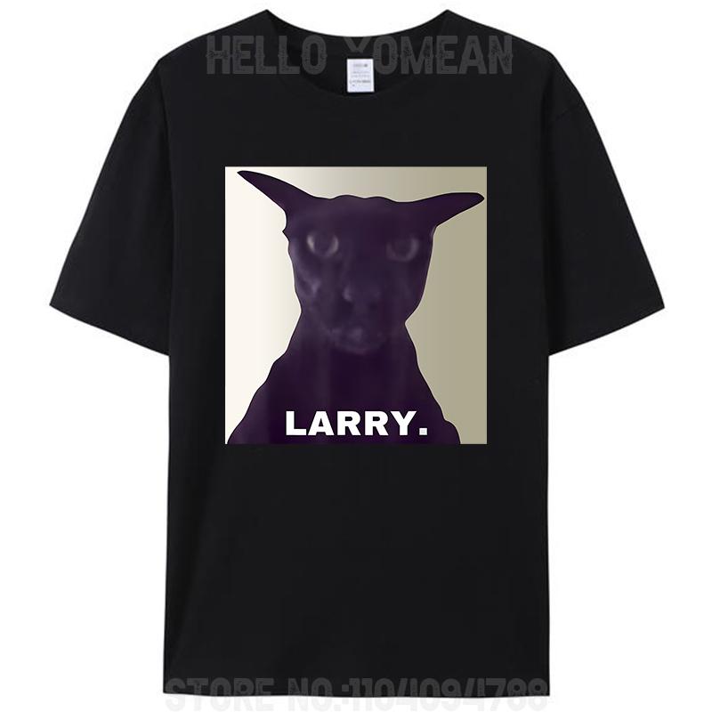 Funny Evil Larry Cat Dank Brainrot Silly Cat Meme Sarcastic Unisex Cotton T-Shirt Women Men's Tee Tops