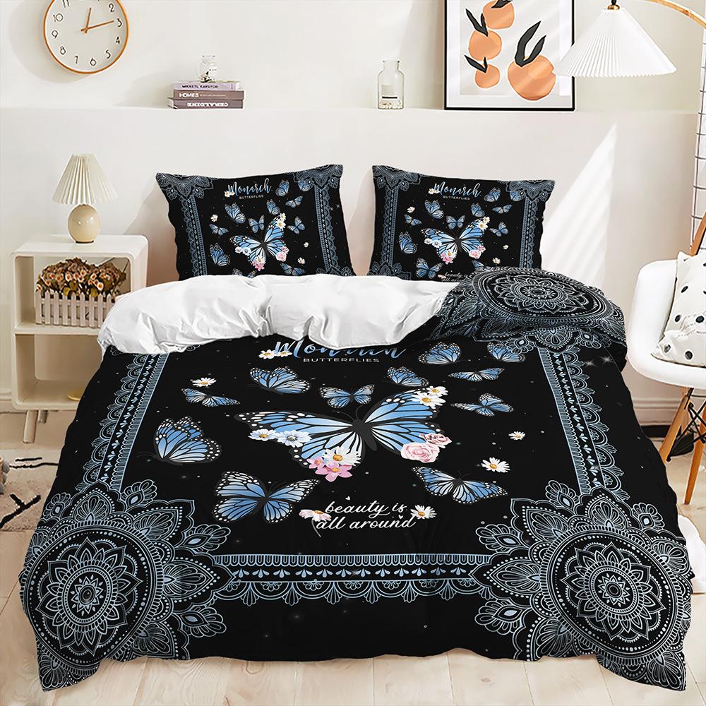 Quilt Cover Star Moon Pillowcase Bedroom Bedding Digital Printing Three-Piece Set