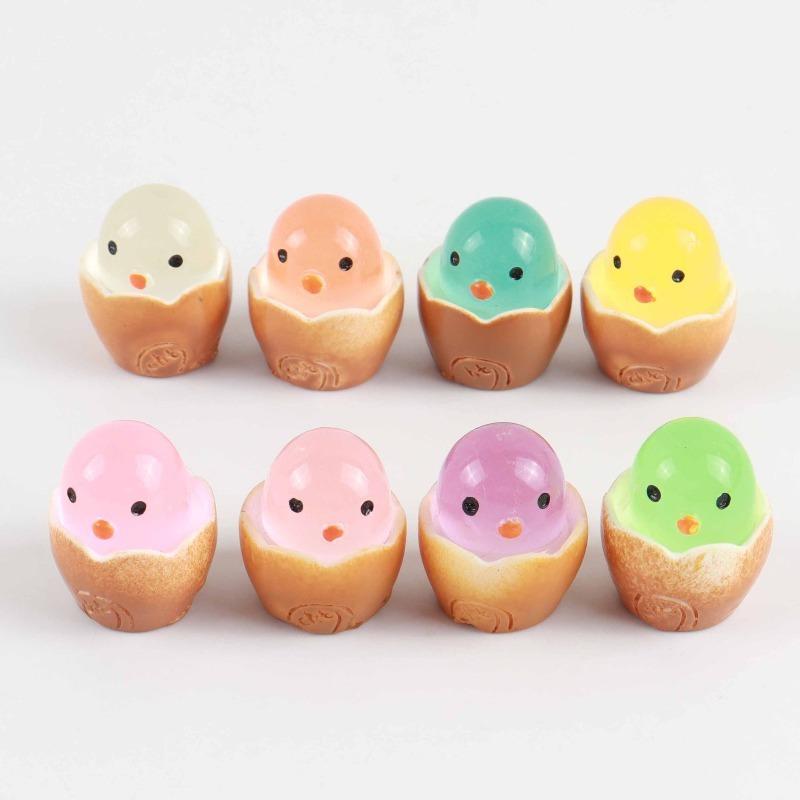 30pcs Luminous Mini Easter Chicken Egg Decorations Plastic DIY Crafts for Holiday Party Basket Filling