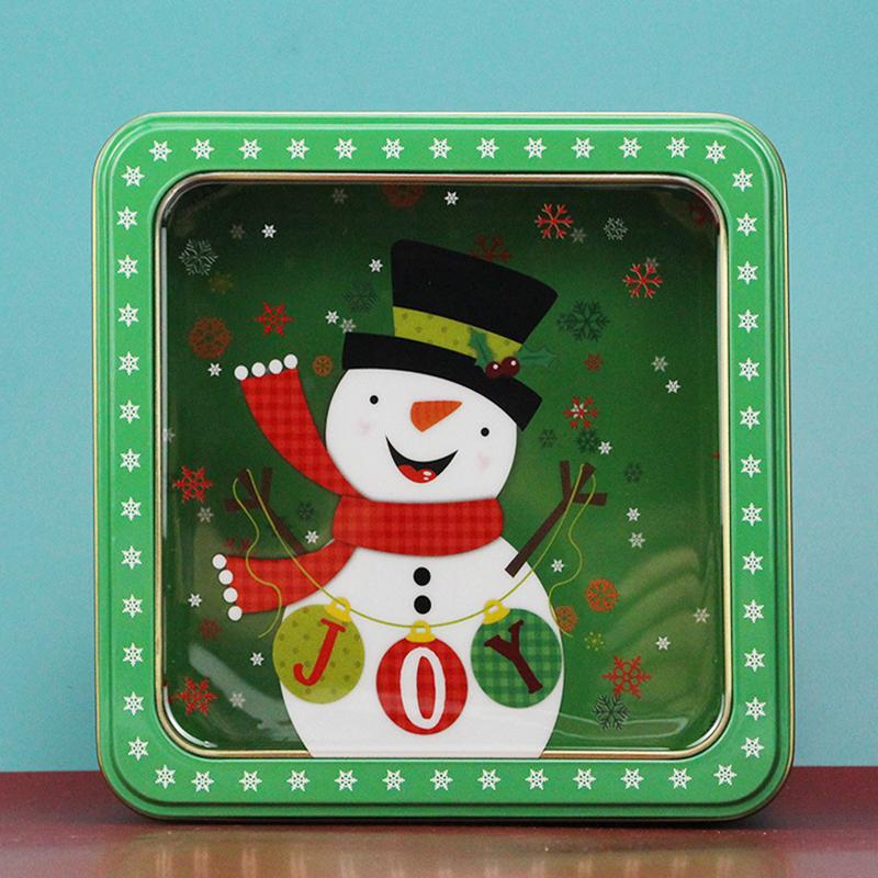 Christmas Iron Box With Skylight Tin Plate Box With Cookies Mousse Cake Packaging Christmas Square Small Iron Box