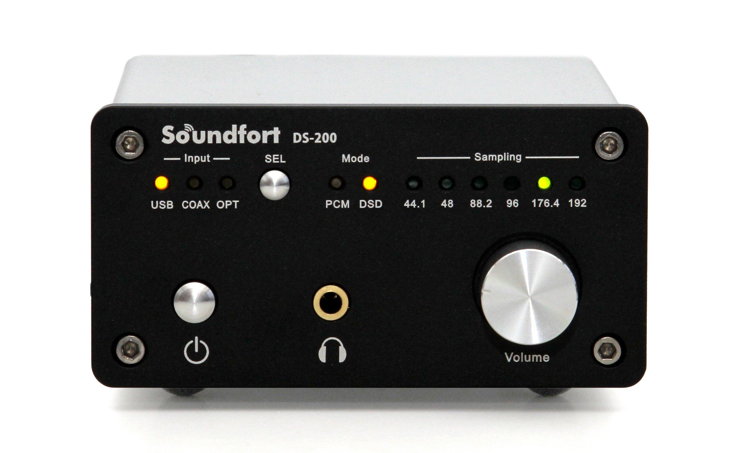 

Soundfort DS-200: High performance USB DAC (32bit192kHz, DSD5.6MHz compatiblevarious digital inputoutput) with headphone amplifier