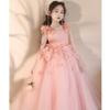 Girls Princess Dress Pink Flower Pageant Wedding Piano Performance Gown Kids Over 4 Years Old