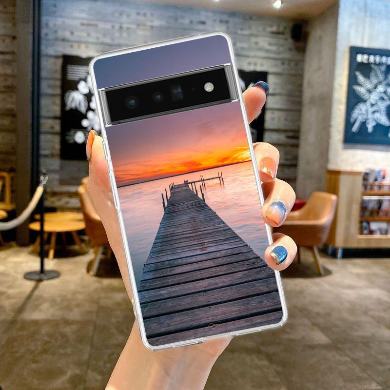 Niebieskie niebo plaża dla Google Pixel 8 7 6 Pro 6A 5 4 5A 4A 3A XL 5G etui na telefon silikonowy odporny na wstrząsy miękki przezroczysty pokrowiec Fundas