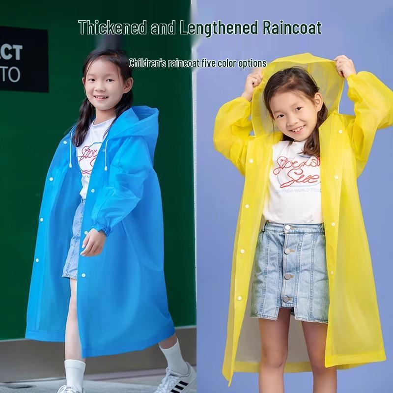 Capa de Chuva Descartável para Crianças e Adultos para Uso Escolar e ao Ar Livre - Macacão com Capuz, Leve para Meninos e Meninas