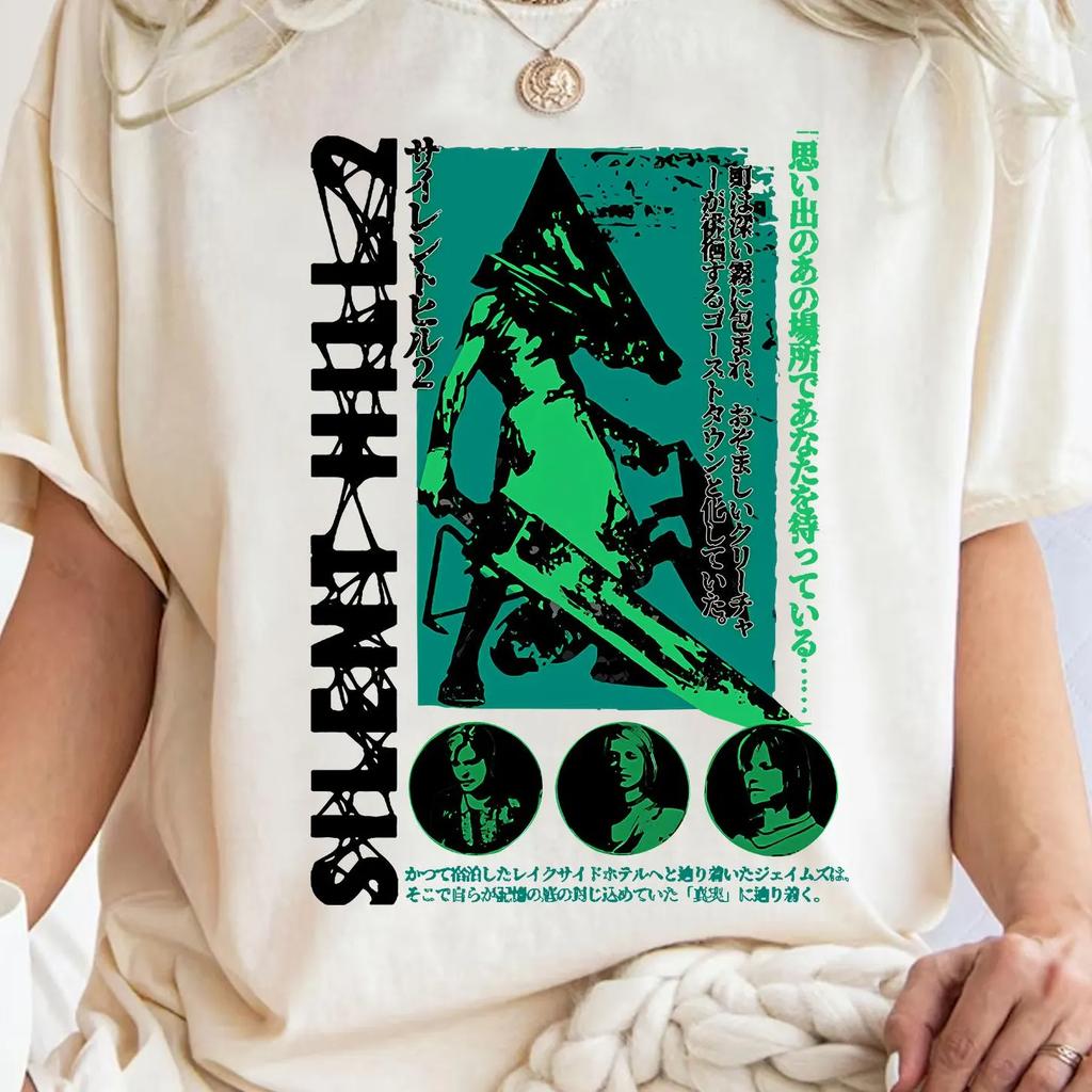 Silent Hill 2 Tshirt A Tshirt with A Triangular Head Pattern A Gift for Unisex and FeUnisex Fans of Retro Horror Games