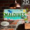 Tropical Maldives License Plate - Retro Travel Poster Design with Turquoise Lettering - Lightweight Aluminum Plaque () - Beach H