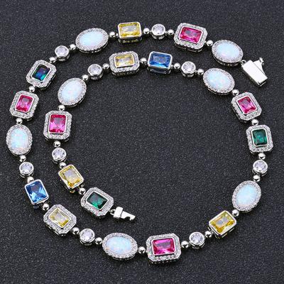 Hip Hop Colored Gems Ladies Necklace Jewelry High Sense Zircon Clavicle Chain