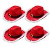 Cowboy Hat Christmas Themed White Furry Trim Soft Felt Material Jazz Top Hat Adjustable Red Tie Party Hat