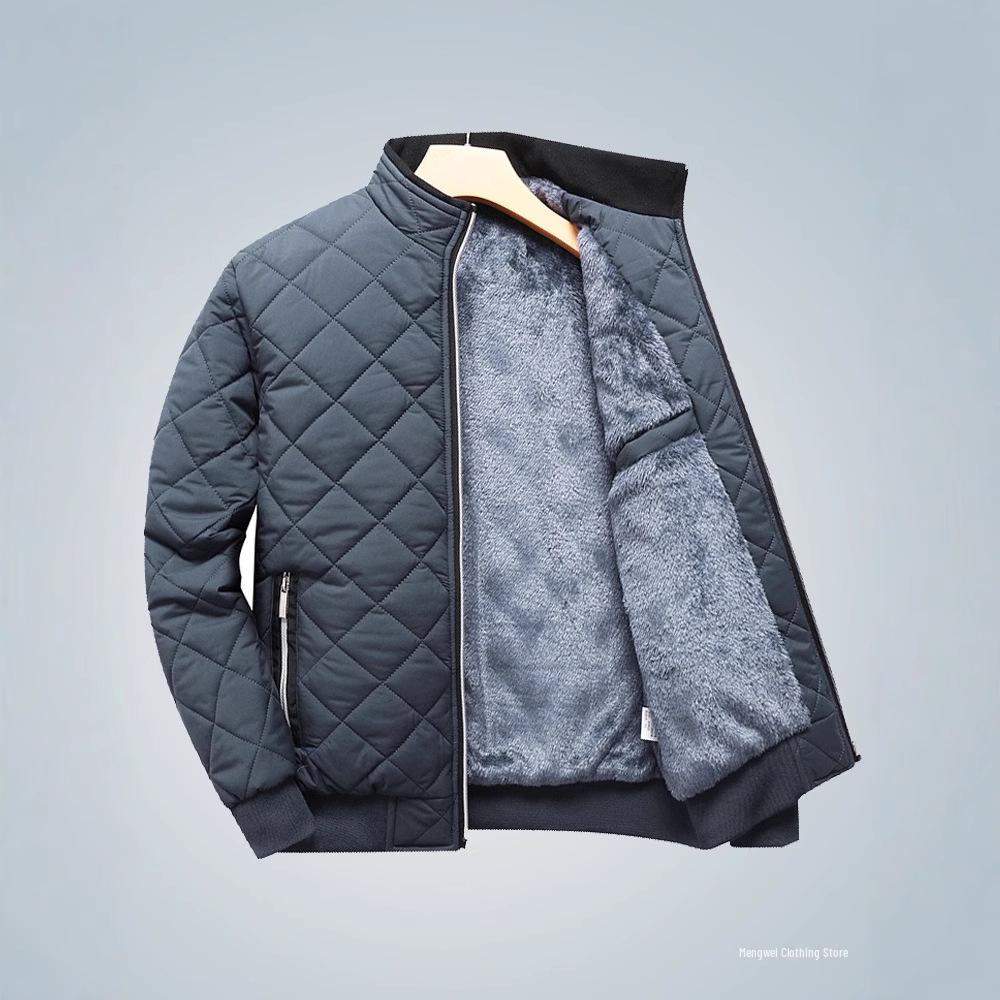 Men's Winter Thickened Velvet Jacket - Warm, Windproof, Stand Collar Coat