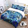 Blue Floral Pattern Design Bedding Duvet Cover Set  (1*Duvet Cover 2*Pillowcases, Without Duvet Insert)