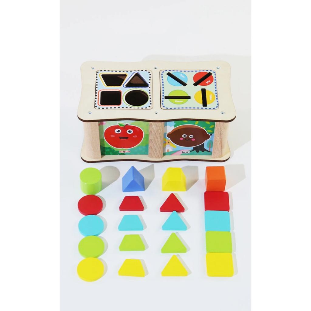 Montessori Color Shape Sorting Box Wooden Toys Color Shape Sorting Toy Preschool Early Learning Educational Toys Gifts for Kids