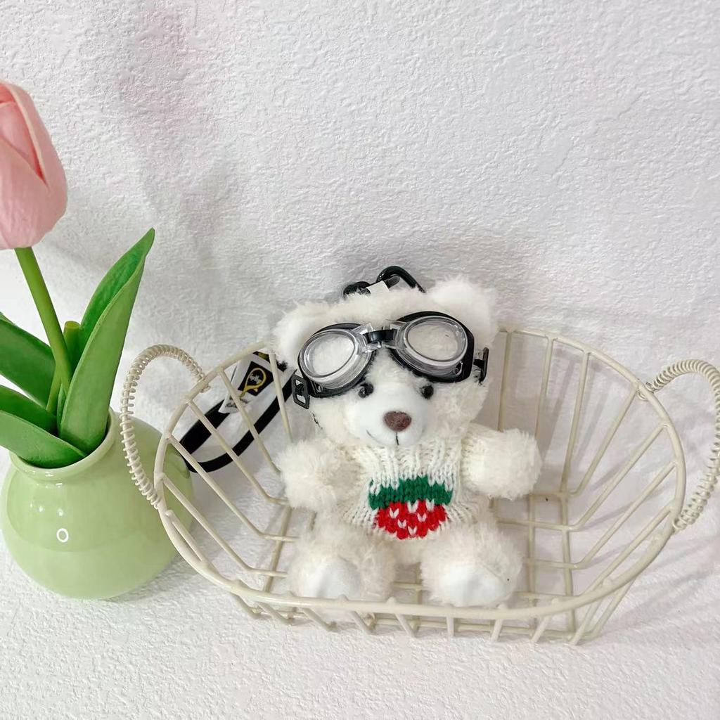 Kreslená klíčenka s pilotem pandou - Roztomilá plyšová hračka medvěd jako dárek pro studenty