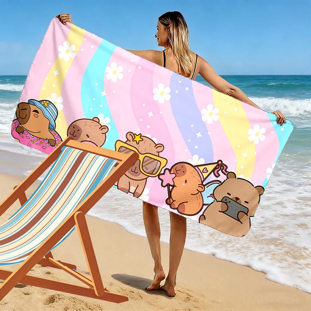 Cute Cartoon Bears Beach Towel Beach Towel Quick-drying for Travel Outdoor Sports Jogging Beach and Swimming
