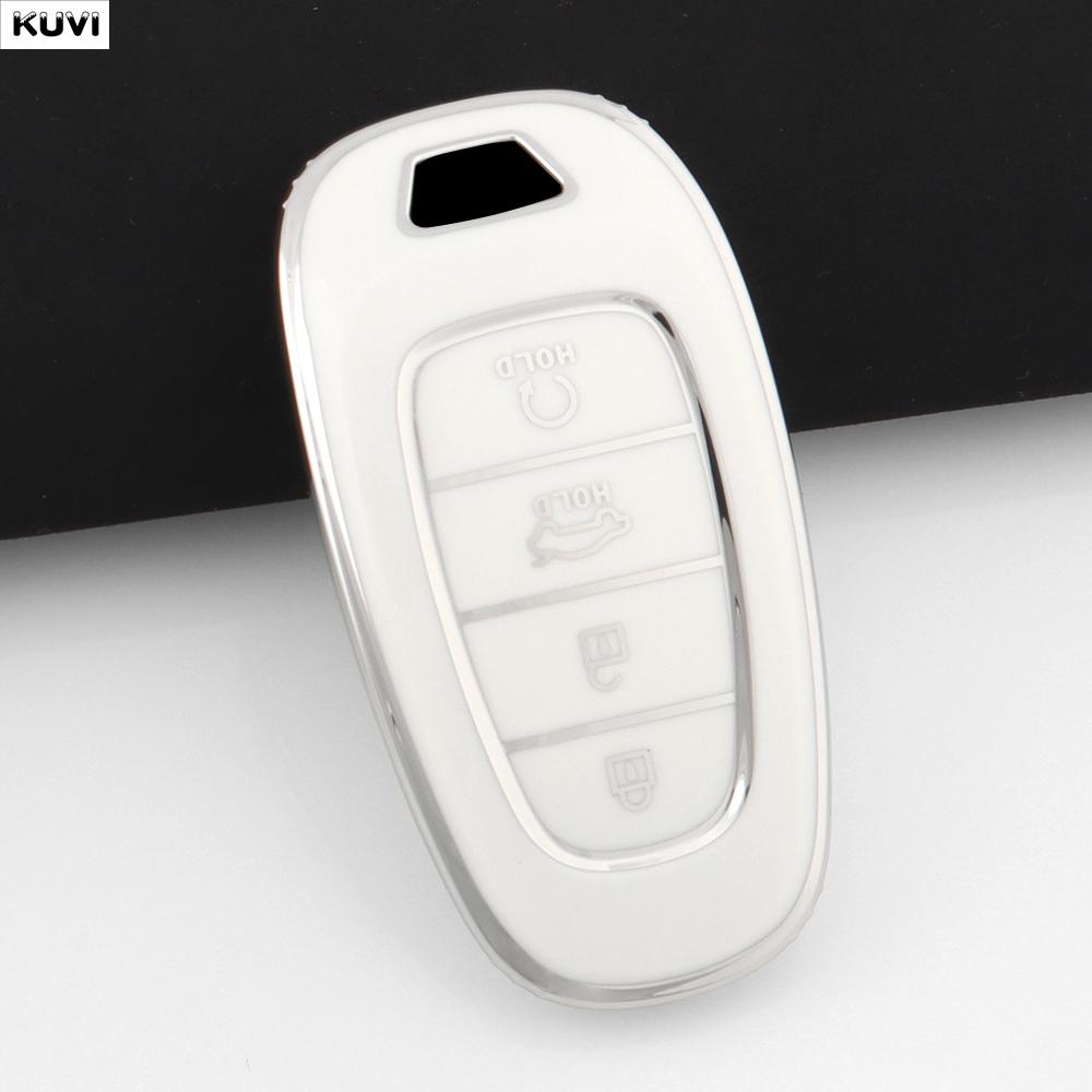 4 Button TPU Car Remote Key Case Cover For Hyundai Santa Fe Tucson 2022 NEXO NX4 Ioniq 5 Atos Prime Solaris 2021 Fob Accessories
