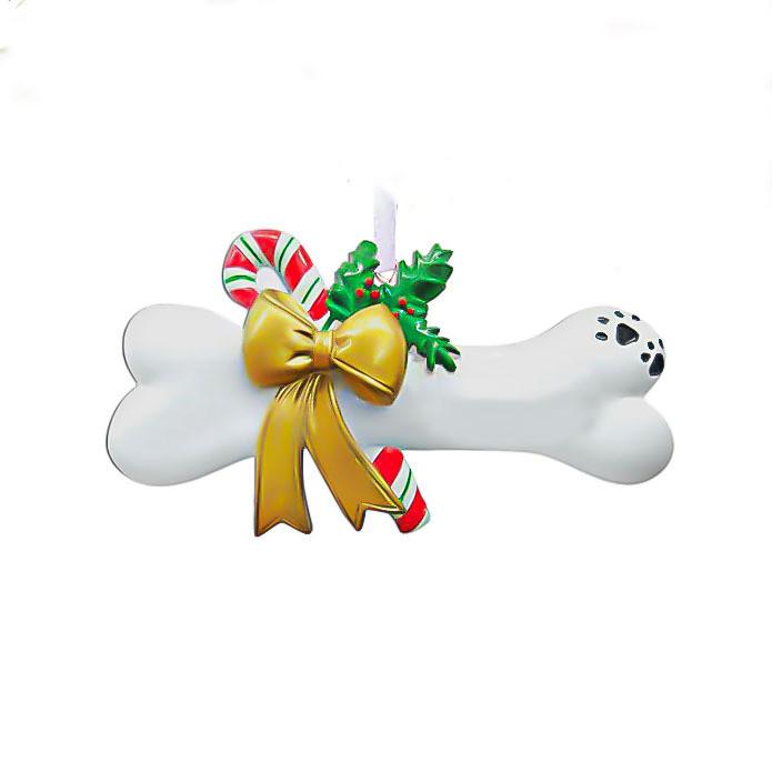 

Handpainted Resin Festive Bone Christmas Ornament For Modern Holiday Decor Bow