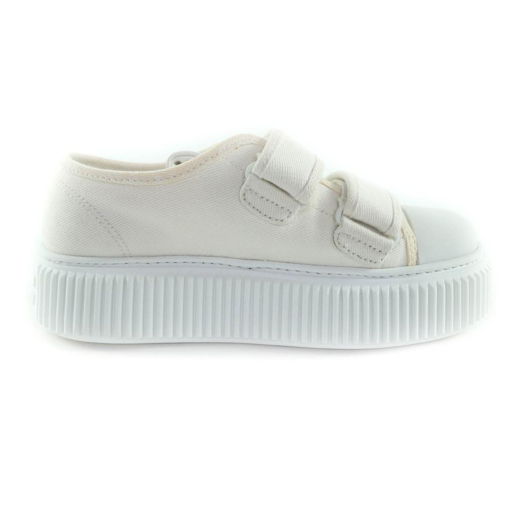 Sehr gut MIUMIU Sneaker Logo Klettverschluss Canvas Elfenbeinfarbenes Canvas Damen 36 5E890D Gebraucht