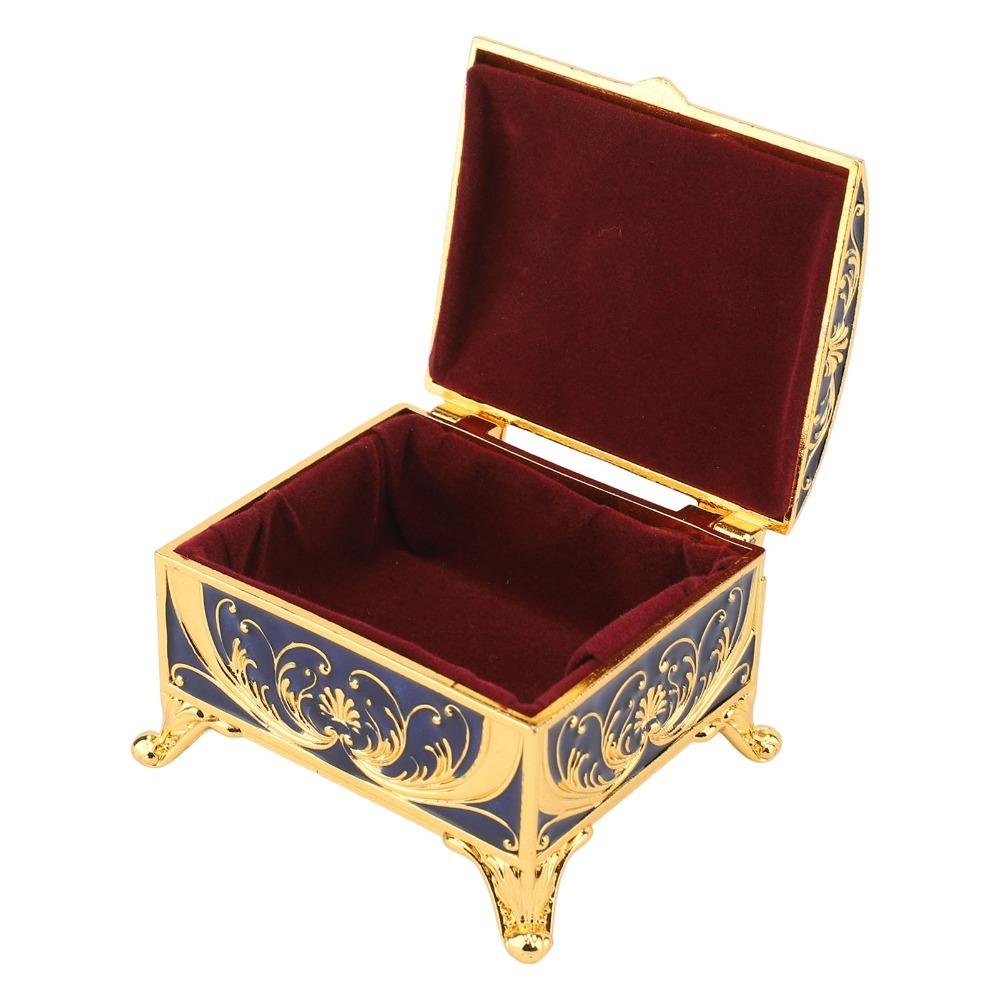 Zinc Alloy Metal Jewelry Box Sparkling Rhinestones Treasure Chest Box  Dressing Table