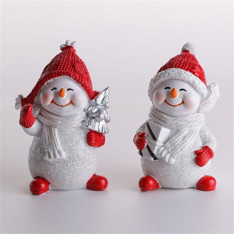 Tiny Snowman Figurine Tabletop Ornament Miniature Resin Snowman Sculpture For Mantels Porch Holiday Party Centerpieces