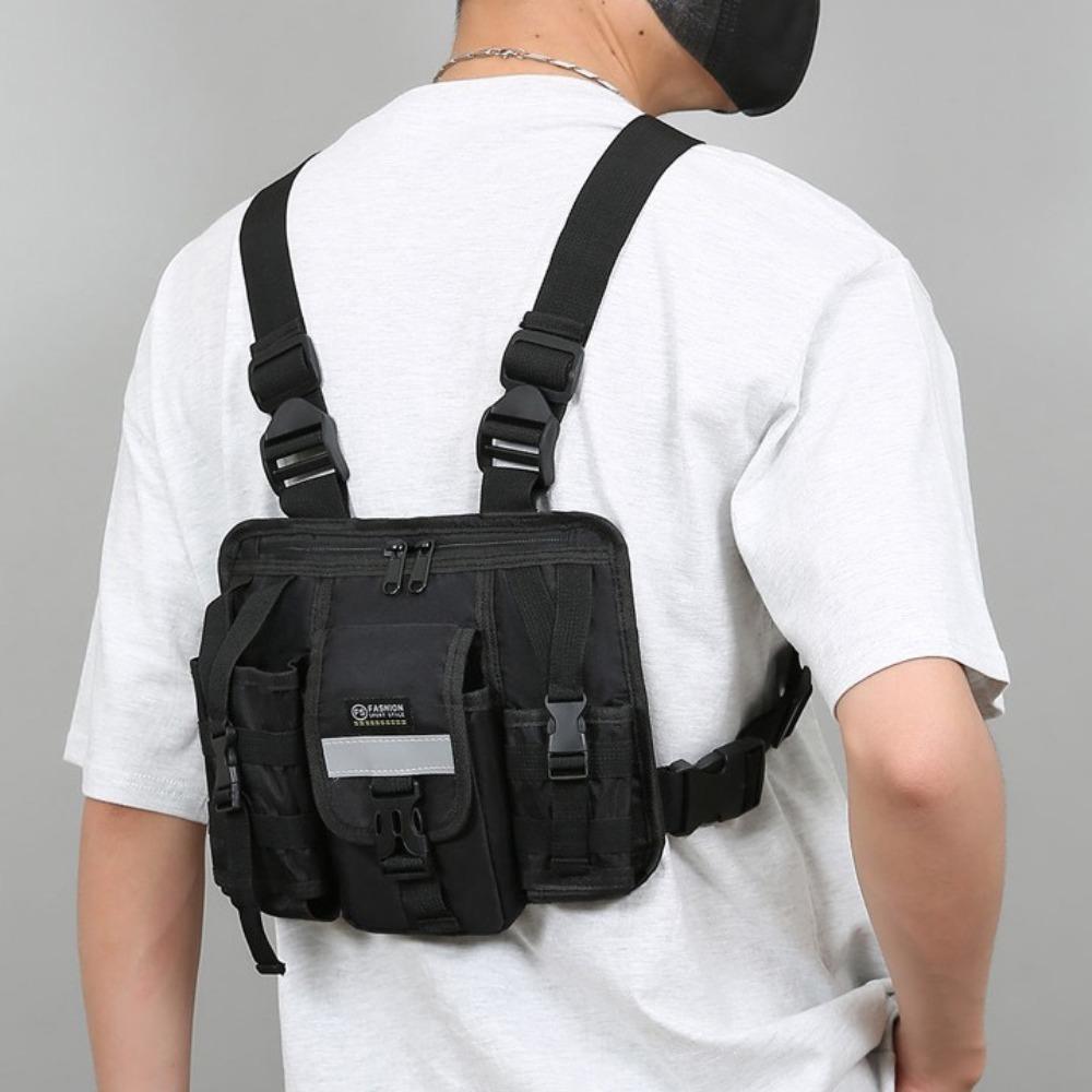 Multi-pocket Double Shoulder Chest Bag Waterproof Message Crossbody Pouch  Mountaineering
