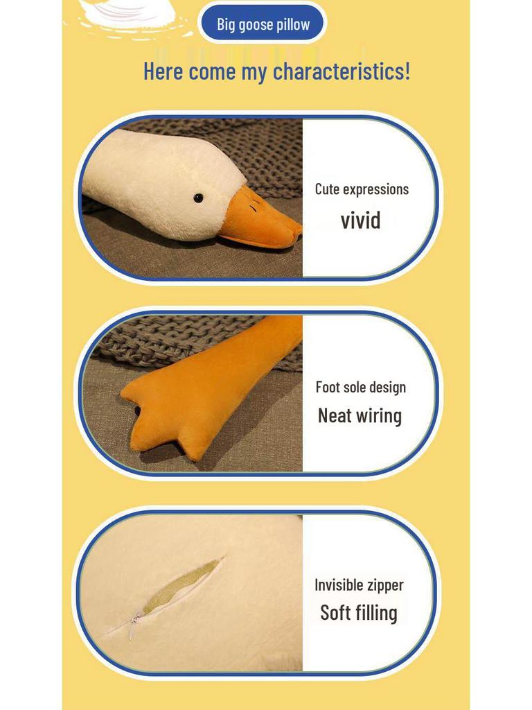 Adorable Large White Goose Plush Pillow Doll for Kids