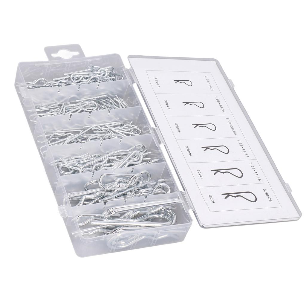 150 STÜCKE Federsplinte Sortiment Set Verzinktem Stahl R-förmigen Anhängerkupplung Stifte Verschluss
